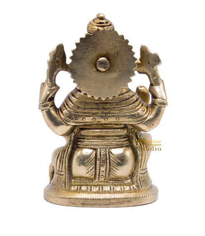 Brass Ganesha Idol For Home Décor Office Desk Lucky Gift Showpiece Statue 4" by vendor-unknown - Hindu Gods (View 5)