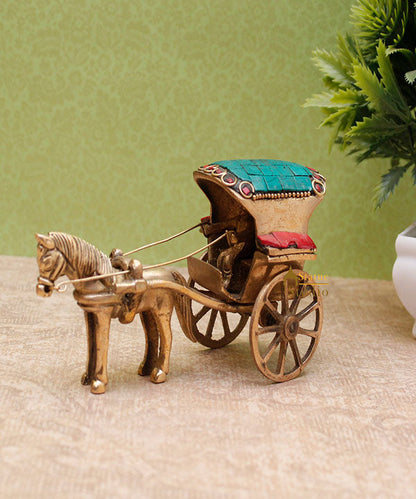 Brass Horse Cart Showpieces For Home Office Desk Living Room Decor Figurine 3" by vendor-unknown - Decor (View 2)