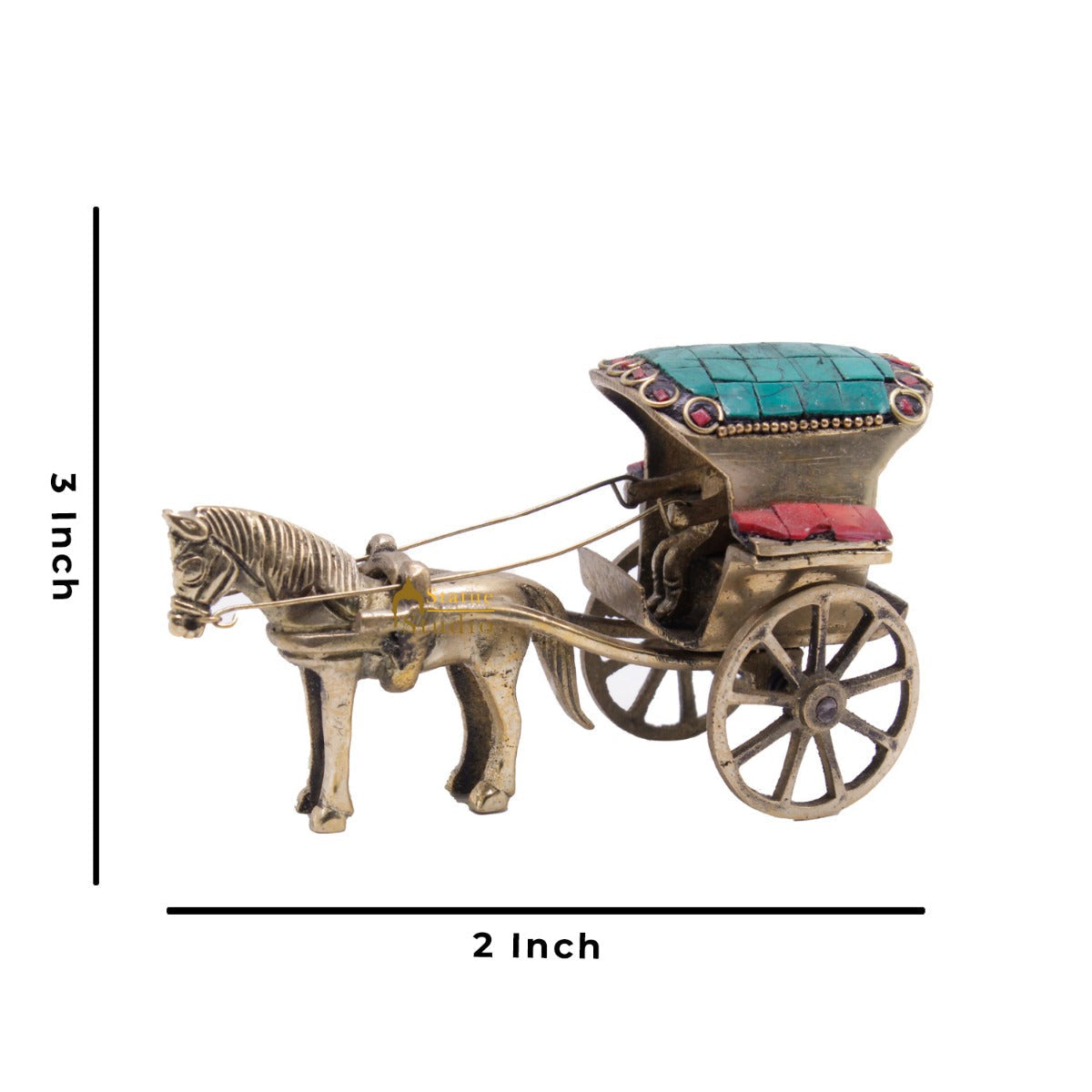 Brass Horse Cart Showpieces For Home Office Desk Living Room Decor Figurine 3"
