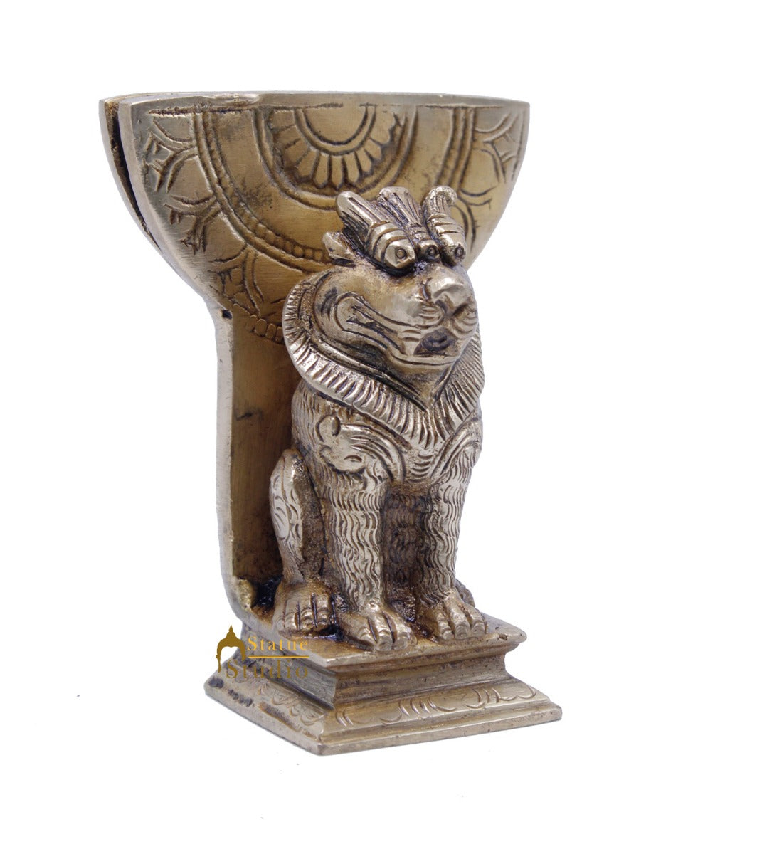 Sitting Lion Shaped Card Holder For Home Office Desk Table Decor Showpiece 4" - Image 4