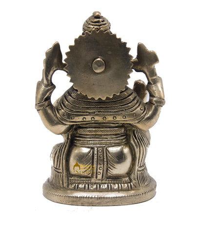 Brass Ganesha Idol For Home Décor Office Desk Lucky Gift Showpiece Statue 4" by vendor-unknown - Hindu Gods (View 5)