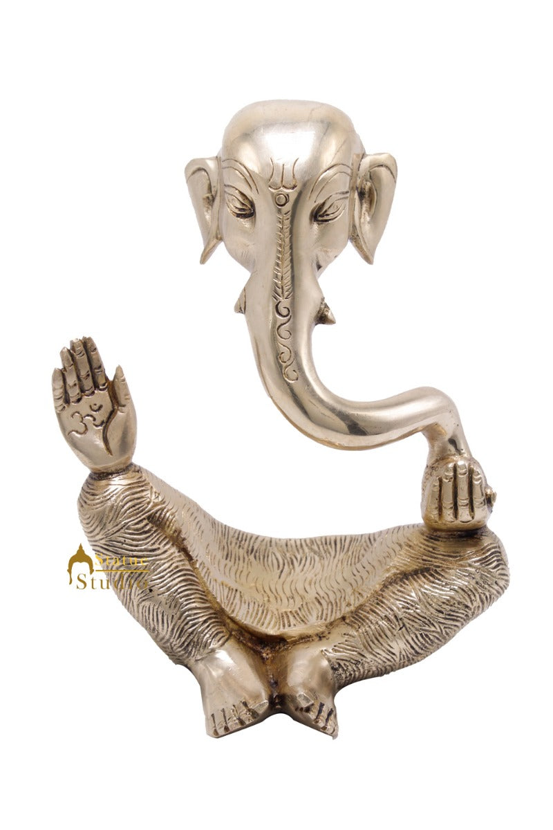 Brass Ganesha Statue For Modern Home Décor Showpiece Big Murti Idol 8" - Image 3