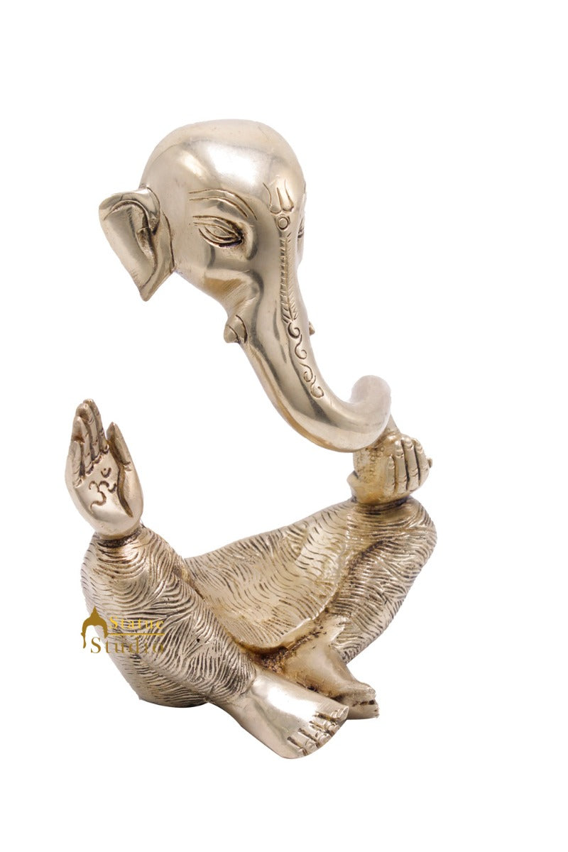 Brass Ganesha Statue For Modern Home Décor Showpiece Big Murti Idol 8"