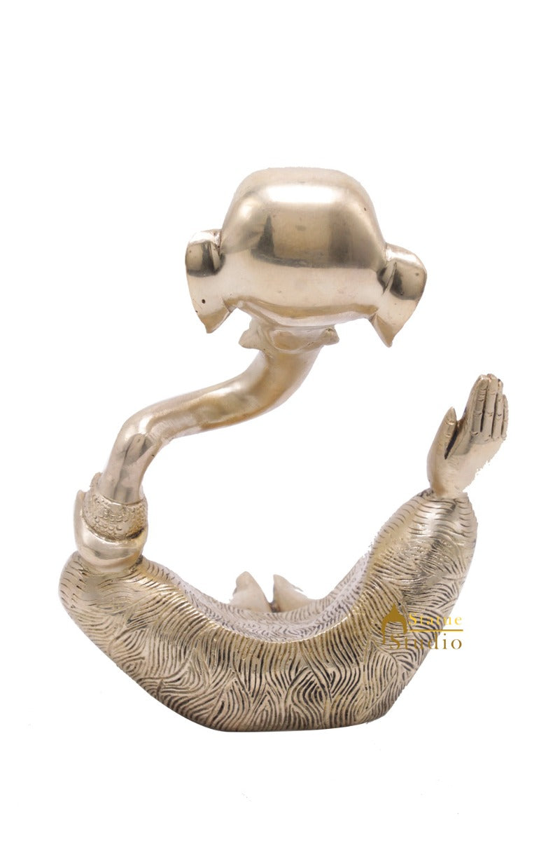 Brass Ganesha Statue For Modern Home Décor Showpiece Big Murti Idol 8"