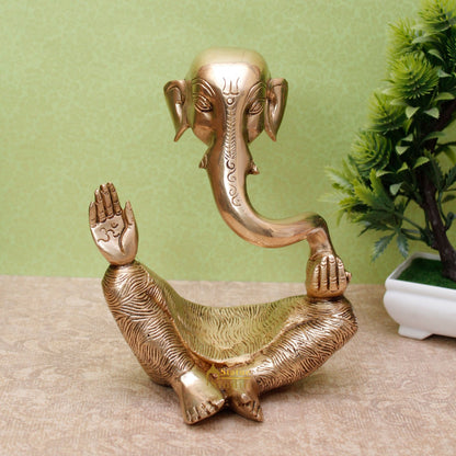 Brass Ganesha Statue For Modern Home Décor Showpiece Big Murti Idol 8" by vendor-unknown - Hindu Gods