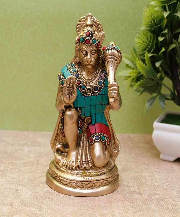 Lord Hanuman Statue Indian Handicraft Mahabali Powerful Temple Décor Idol 6" - Image 2