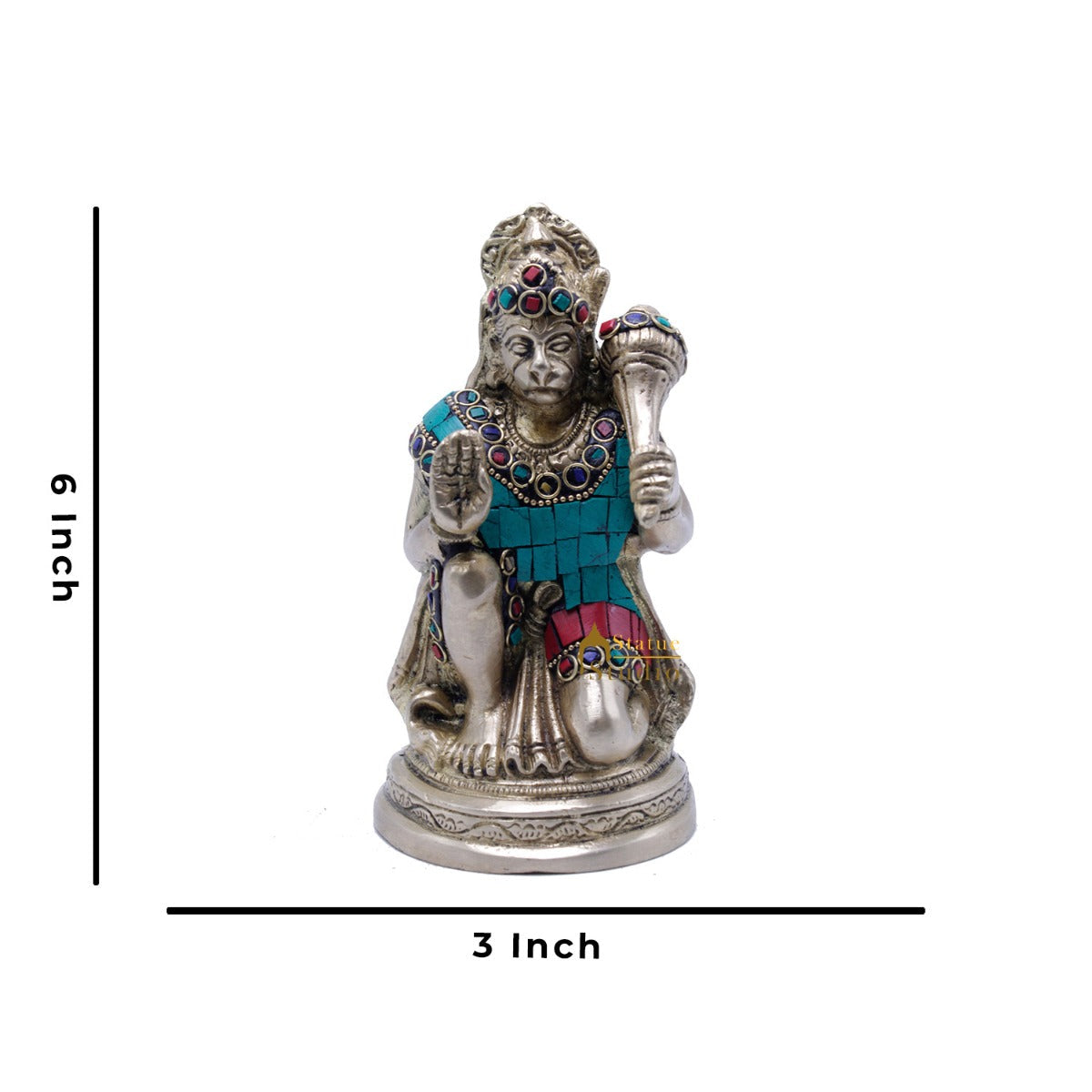 Lord Hanuman Statue Indian Handicraft Mahabali Powerful Temple Décor Idol 6"