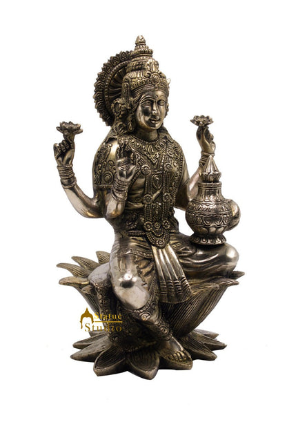 Brass Antique Lakshmi Idol With Money Pot Laxmi Murti Home Decor Statue 12" by vendor-unknown - Hindu Gods (View 4)