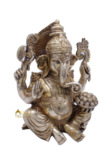 Antique Ganesha Idol With Modak Plate Lucky Home Office Decor Gift Statue 10" by vendor-unknown - Hindu Gods (View 4)