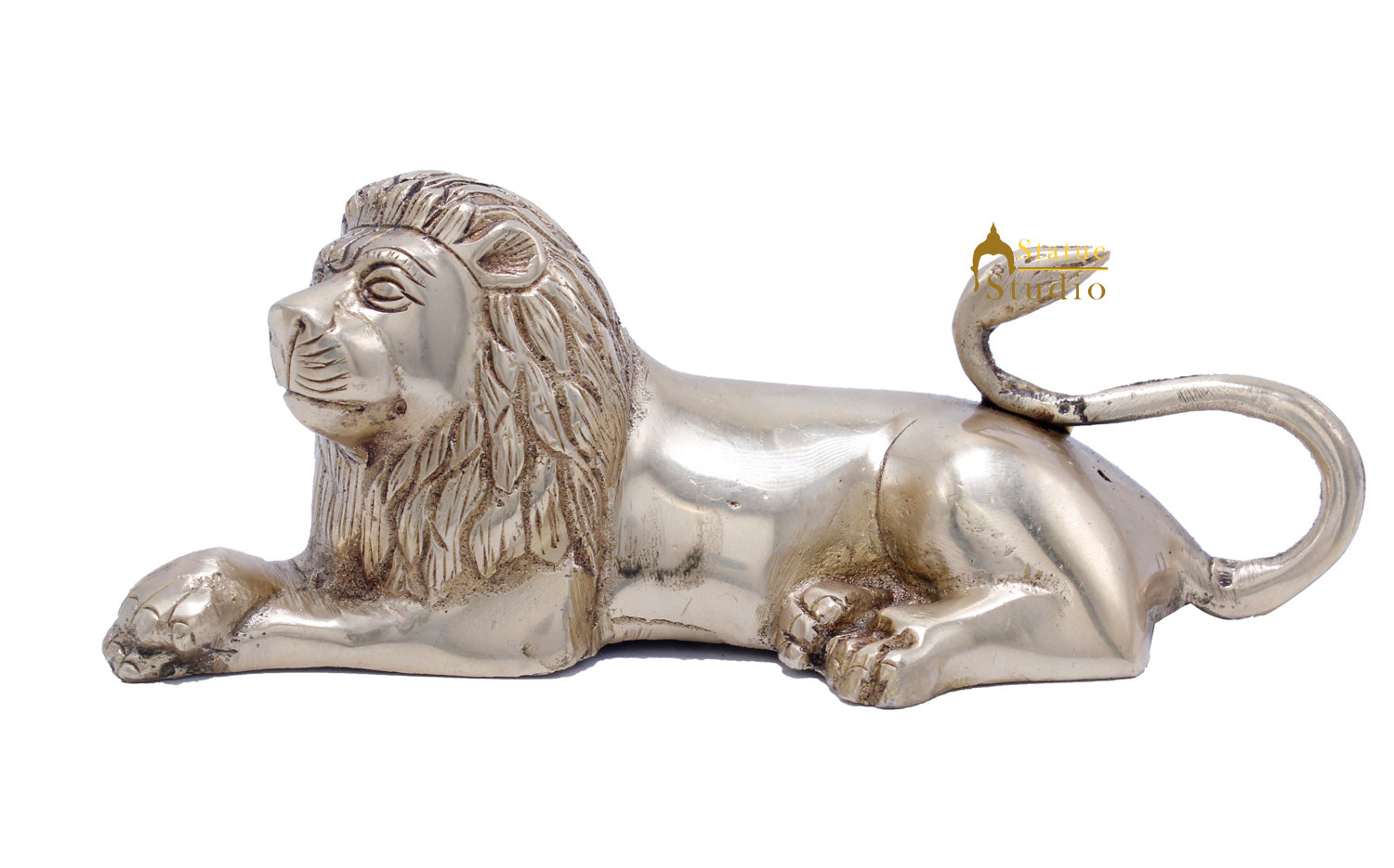 Brass Sitting Lion Showpieces For Home Office Desk Table Décor Statue - Image 3