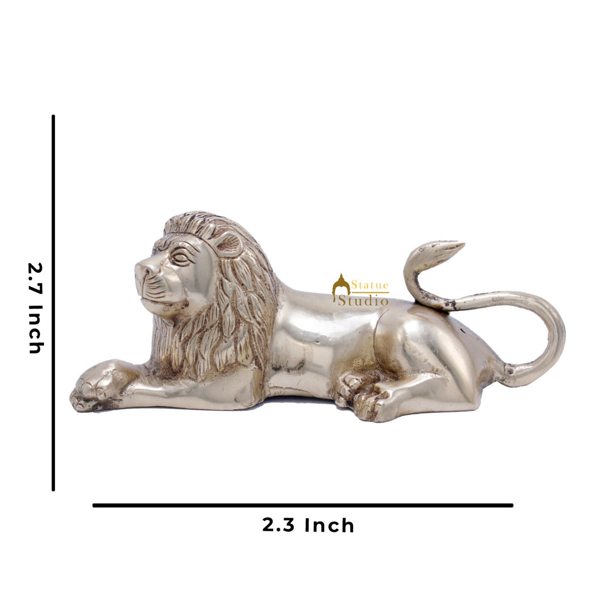 Brass Sitting Lion Showpieces For Home Office Desk Table Décor Statue