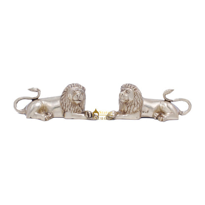 Brass Sitting Lion Pair Showpieces For Home Office Desk Table Décor Statue by vendor-unknown - Decor (View 3)