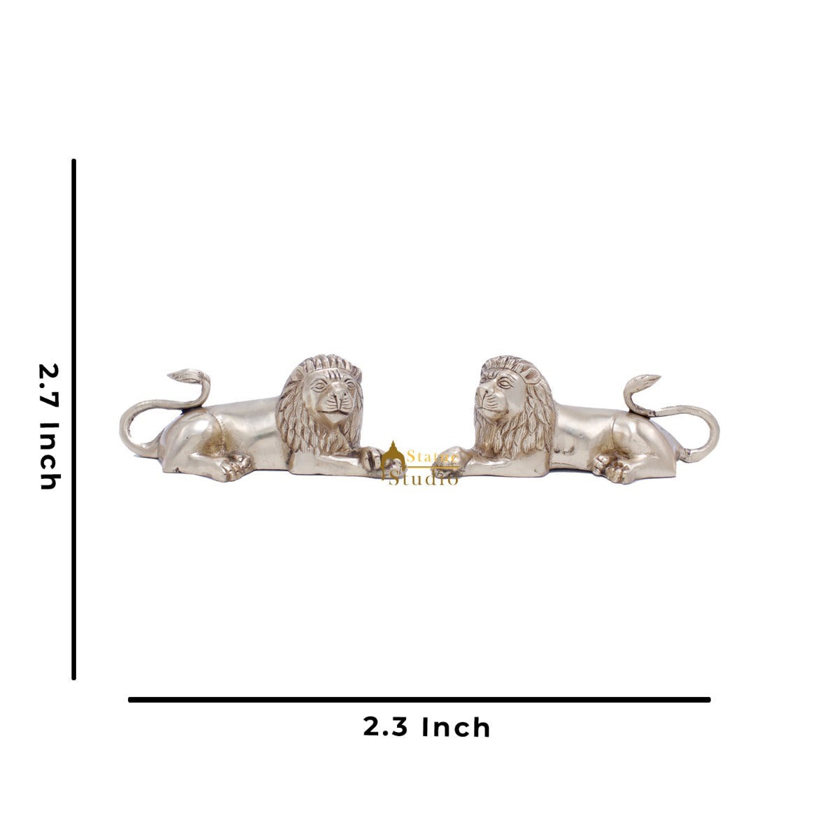 Brass Sitting Lion Pair Showpieces For Home Office Desk Table Décor Statue