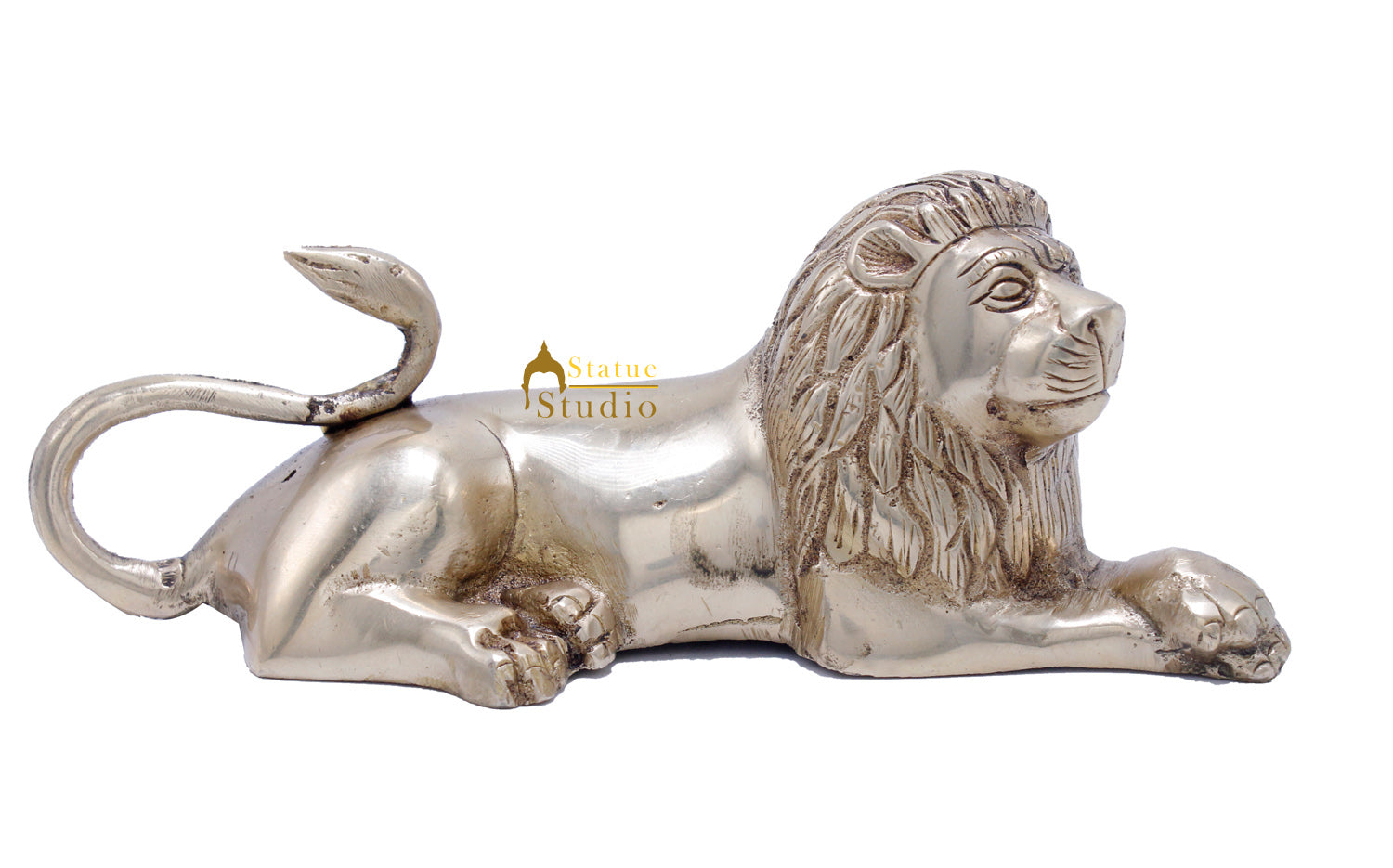 Brass Sitting Lion Showpieces For Home Office Desk Table Décor Statue - Image 3