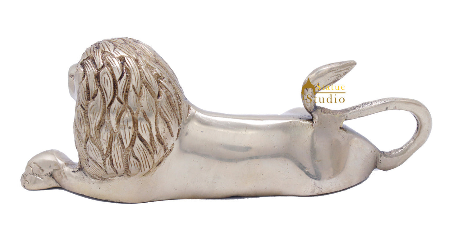 Brass Sitting Lion Showpieces For Home Office Desk Table Décor Statue