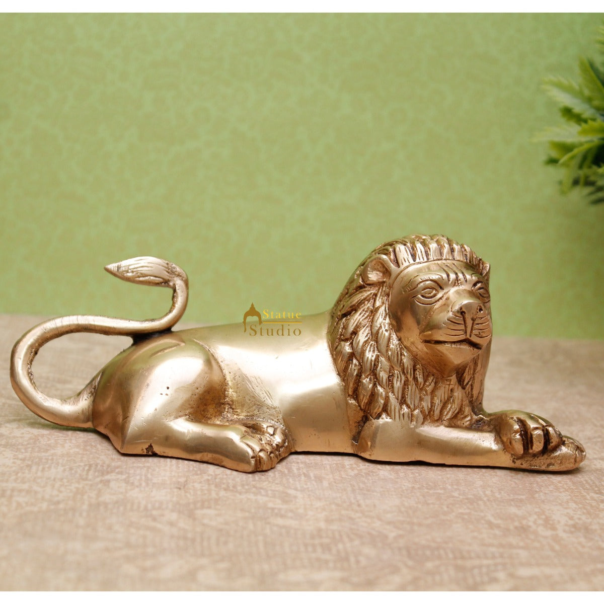 Brass Sitting Lion Showpieces For Home Office Desk Table Décor Statue - Eco-friendly - Sama Homes