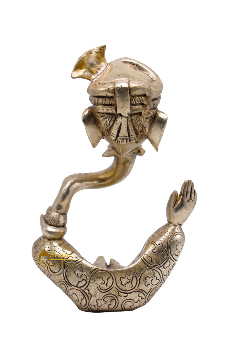 Brass Ganesha Turban Statue For Modern Home Décor Showpiece Big Murti Idol 10" - Image 5