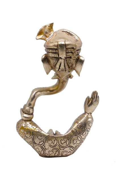 Brass Ganesha Turban Statue For Modern Home Décor Showpiece Big Murti Idol 10" by vendor-unknown - Hindu Gods (View 5)