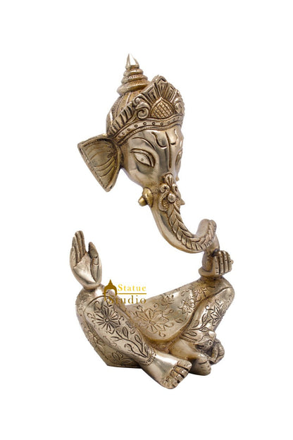 Brass Crowned Ganesha Statue For Modern Home Décor Showpiece Big Murti Idol 10" by vendor-unknown - Hindu Gods (View 4)