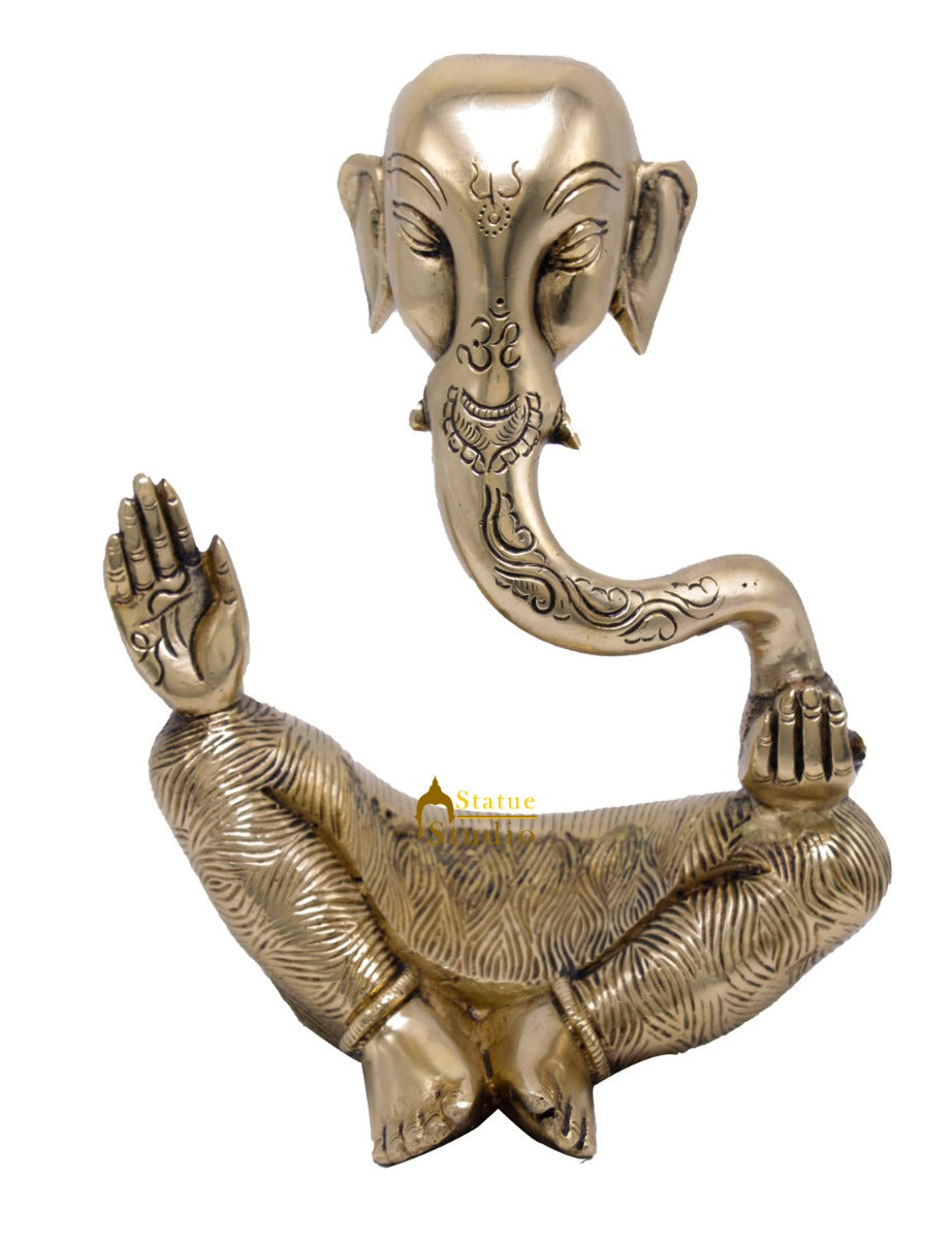 Brass Ganesha Statue For Modern Home Décor Showpiece Big Murti Idol 10" - Image 3