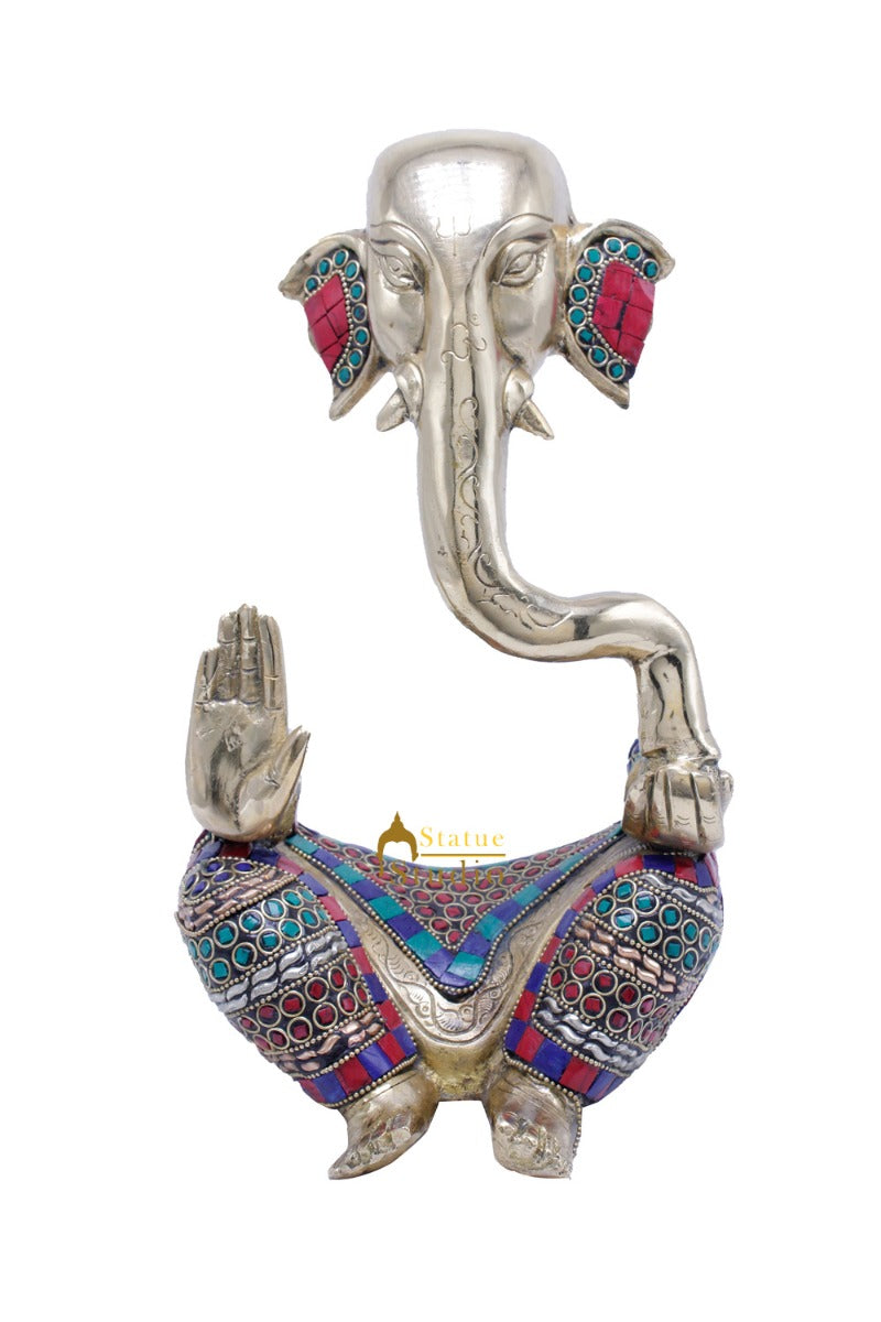 Brass Ganesha Statue Large For Modern Home Décor Showpiece Big Murti Idol 10" - Image 3