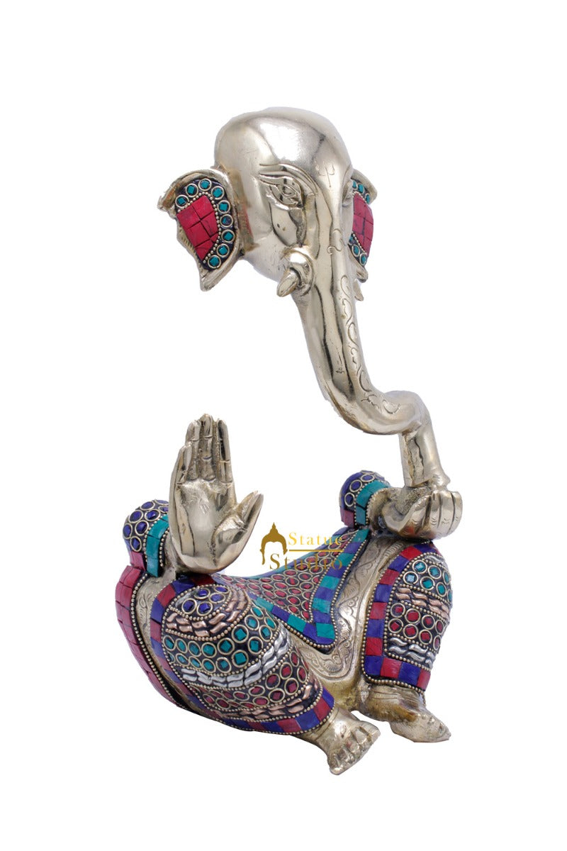 Brass Ganesha Statue Large For Modern Home Décor Showpiece Big Murti Idol 10"