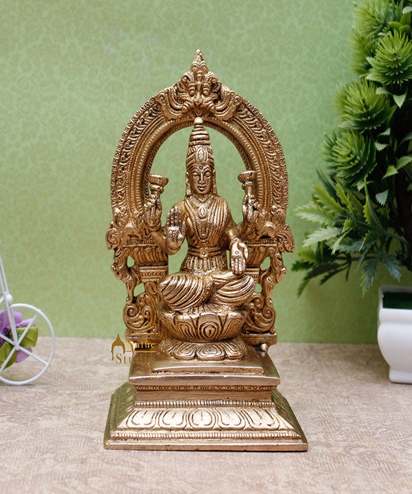 Brass Lakshmi Idol Laxmi Statue For Religious Home Office Décor Lucky Gift 7" - Image 2