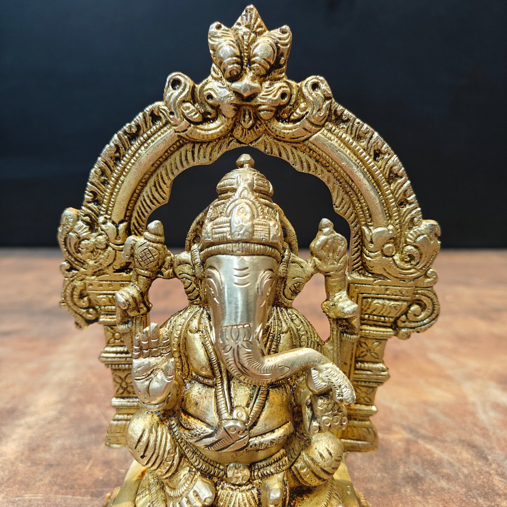 Brass Ganesha Statue For Home Temple Decor 7 Inch - Image 2