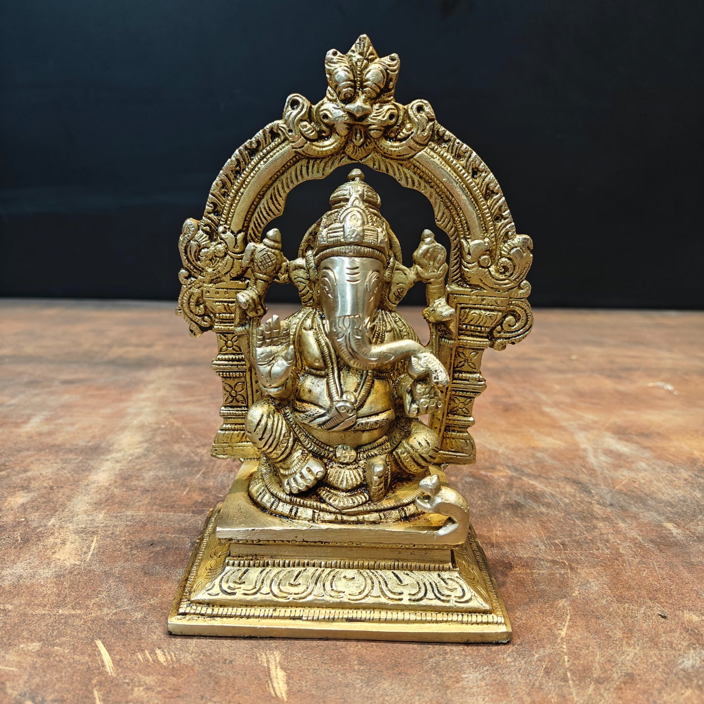 Brass Ganesha Statue For Home Temple Decor 7 Inch