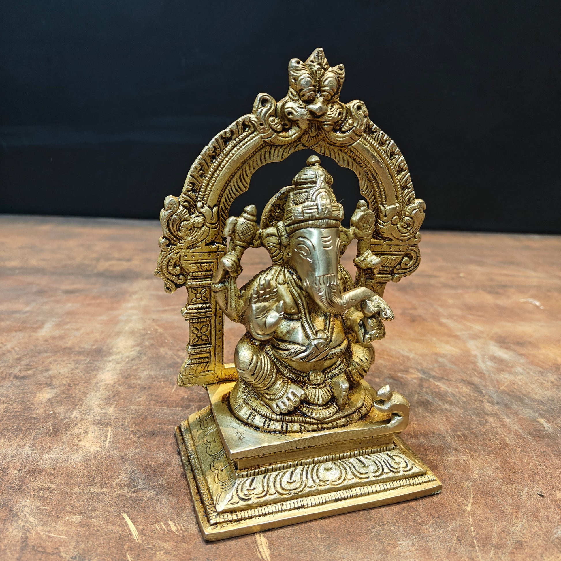 Brass Ganesha Statue For Home Temple Decor 7 Inch - Image 4