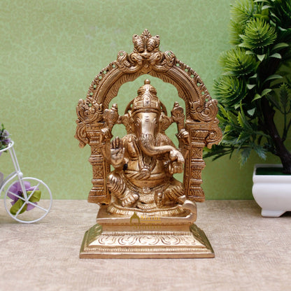 Brass Ganesha Statue For Home Temple Decor 7 Inch by vendor-unknown - Hindu Gods (View 3)