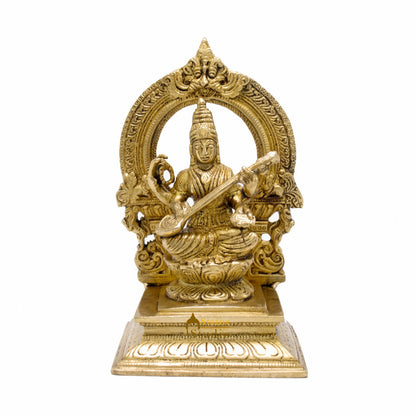 Brass Saraswati Idols For Home Office Religious Décor Statue Lucky Gift 7" by vendor-unknown - New Arrivals (View 3)