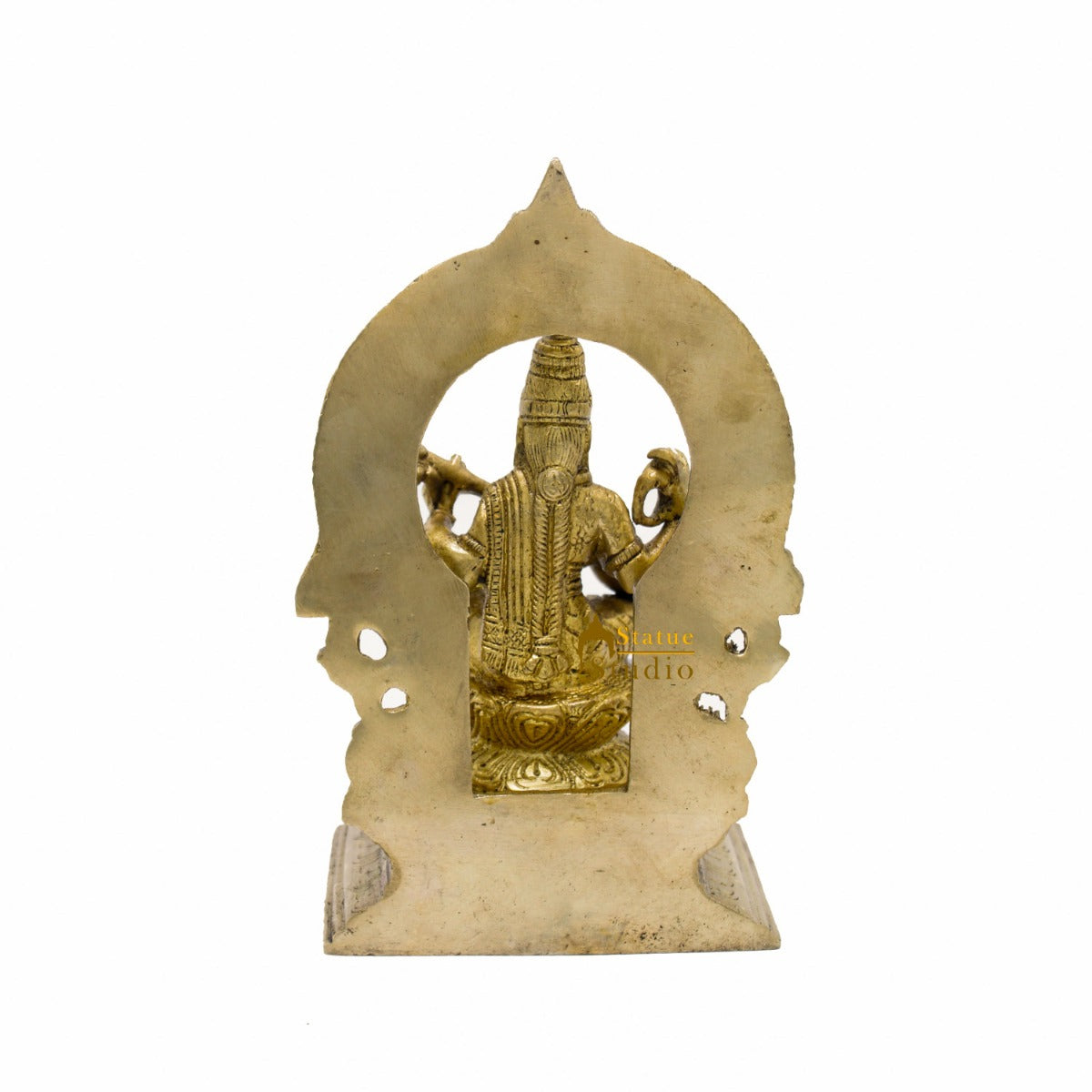 Brass Saraswati Idols For Home Office Religious Décor Statue Lucky Gift 7" - Image 5