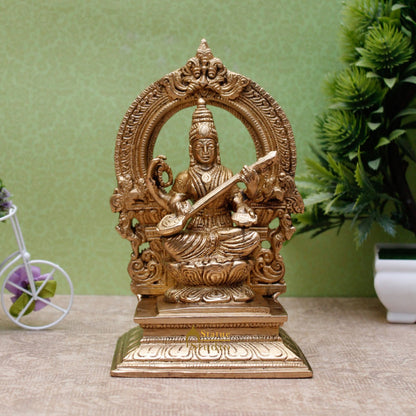 Brass Saraswati Idols For Home Office Religious Décor Statue Lucky Gift 7" by vendor-unknown - New Arrivals