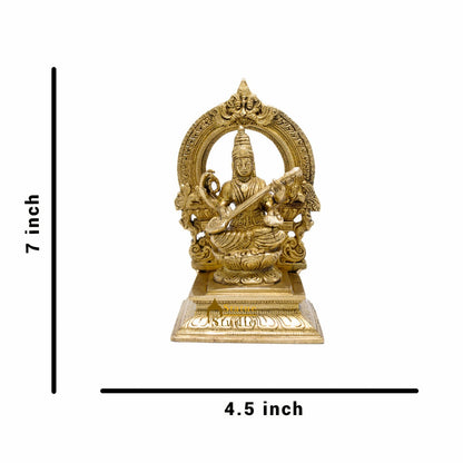 Brass Saraswati Idols For Home Office Religious Décor Statue Lucky Gift 7" by vendor-unknown - New Arrivals (View 6)