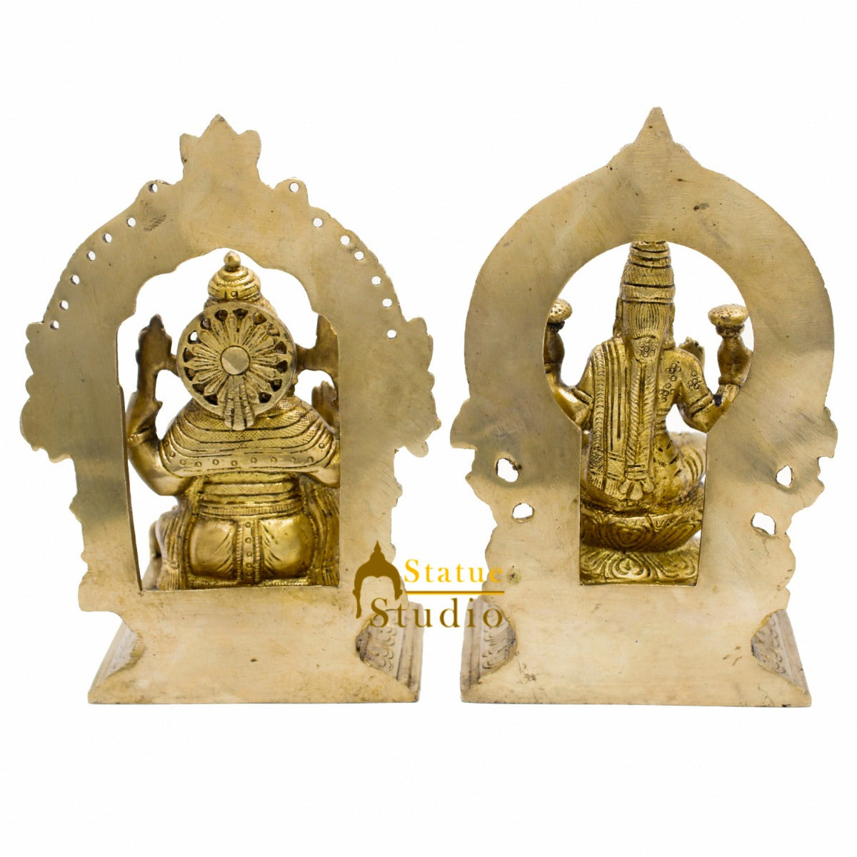 Brass Lakshmi Ganesha Idol Laxmi Ganesh Statue For Pooja Décor Gift 7" - Image 3