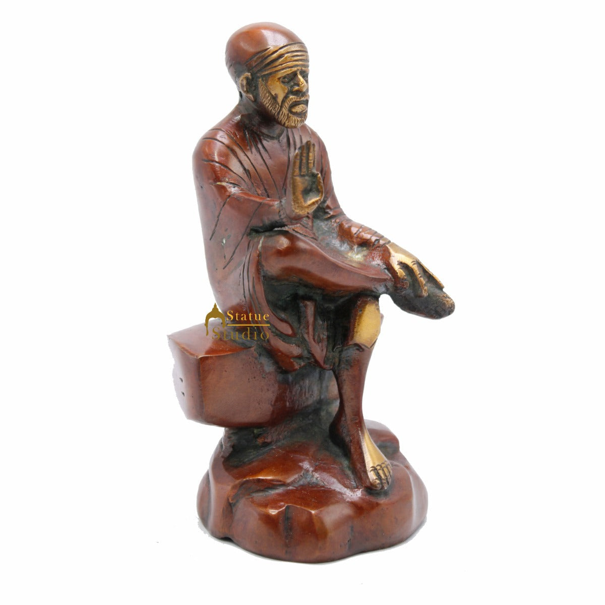 Brass Lord Sai Baba Idol For Pooja Temple Religious Home Décor Gift Statue 7"