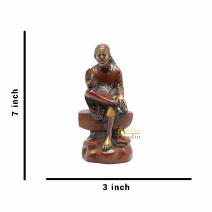Brass Lord Sai Baba Idol For Pooja Temple Religious Home Décor Gift Statue 7" by vendor-unknown - New Arrivals (View 6)