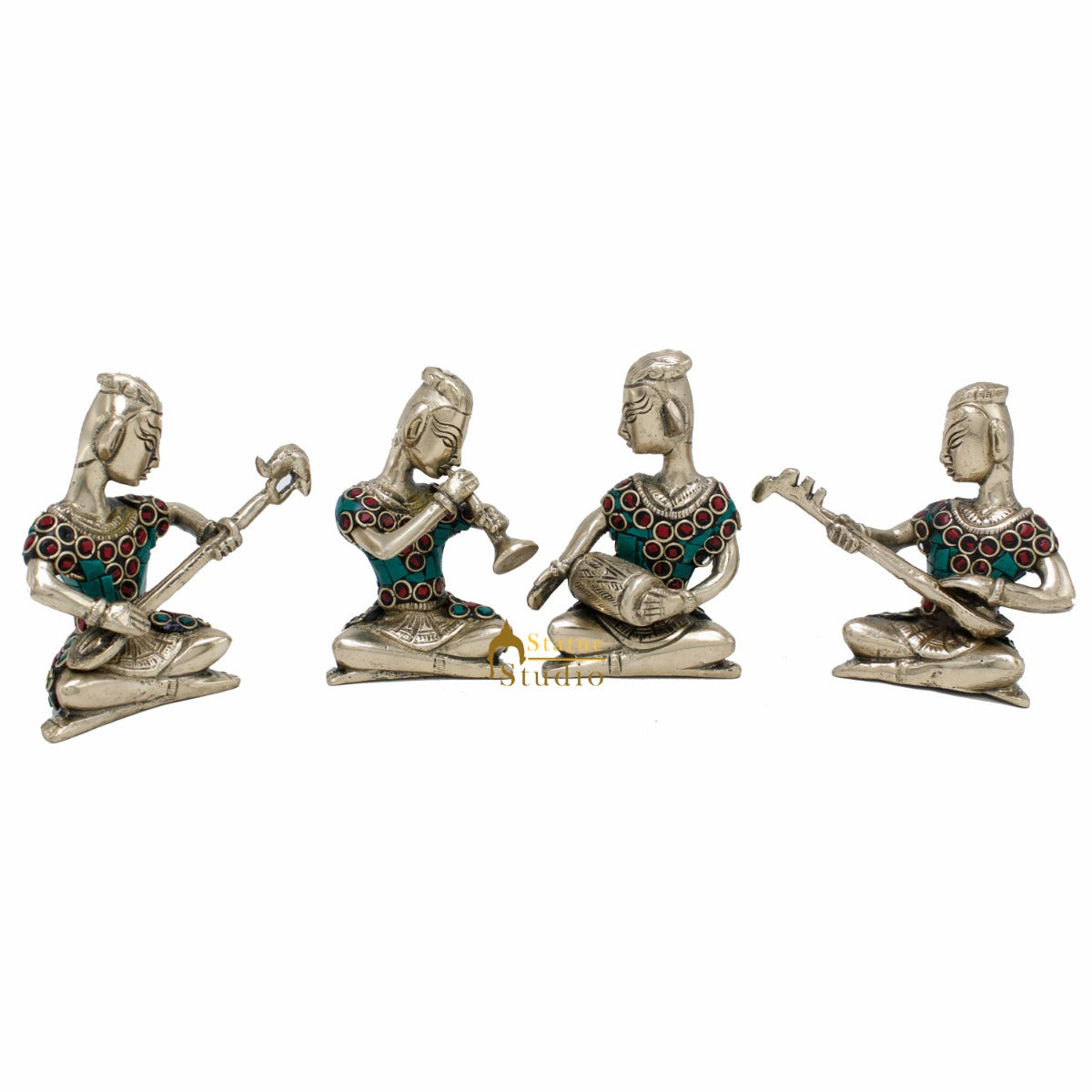 Brass Musical Set 4 pcs Home Decoration Item For Office Living Room Décor 4" - Image 3