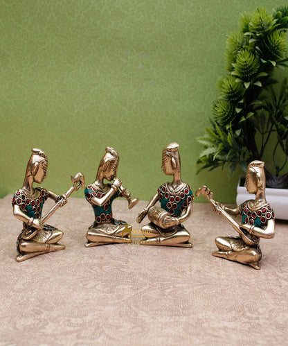 Brass Musical Set 4 pcs Home Decoration Item For Office Living Room Décor 4" by vendor-unknown - Decor