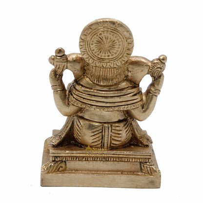 Brass Small Ganesha Idol For Lucky Diwali Coporate Gift Solid Ganesha Statue 4" by vendor-unknown - Hindu Gods (View 5)
