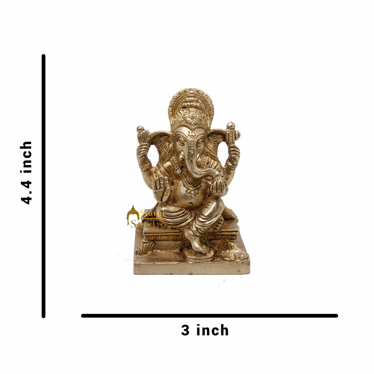 Brass Small Ganesha Idol For Lucky Diwali Coporate Gift Solid Ganesha Statue 4" - Image 6