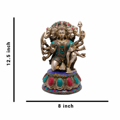 Brass Panchmukhi Hanuman Idol Stone Work For Home Temple Decor 1 Feet by vendor-unknown - Hindu Gods (View 6)