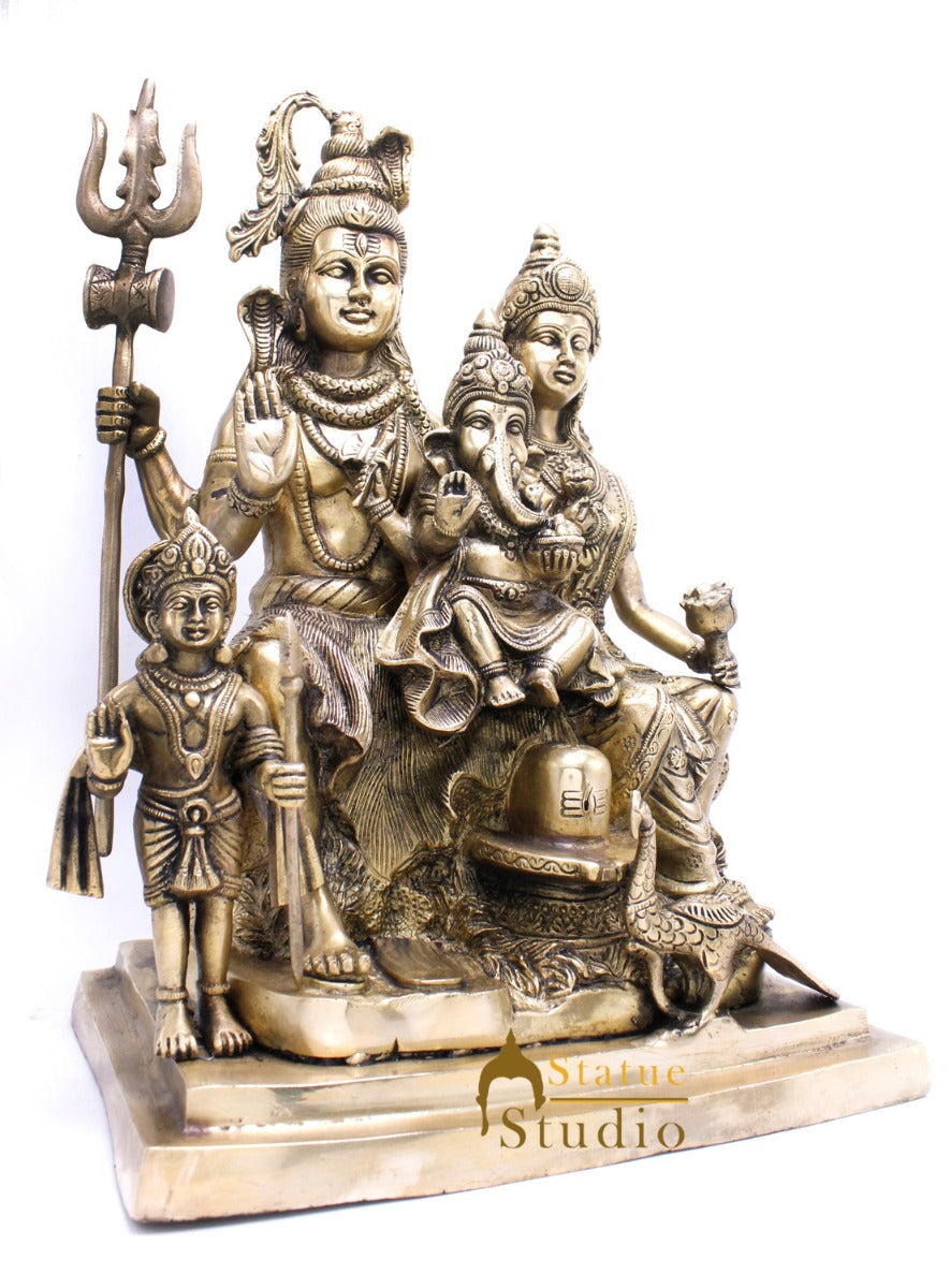 Brass Large Complete Shiv Parivar Idol For Home Office Temple Decor 15"