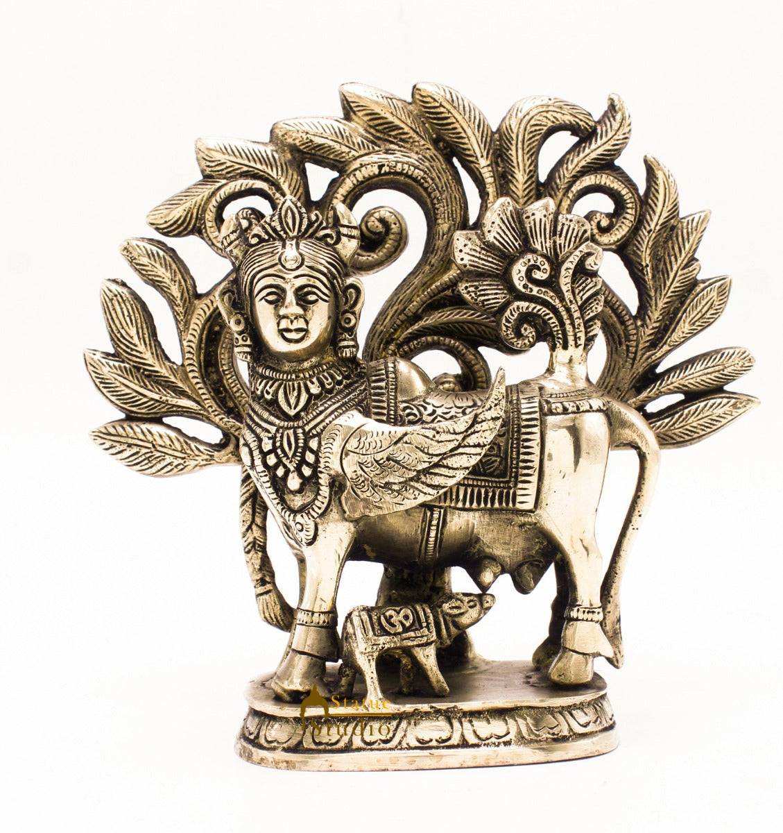 Indian Lucky Hindu Decor Kamdhenu Cow Sacred Idol Gifting Showpiece Item 7.5"