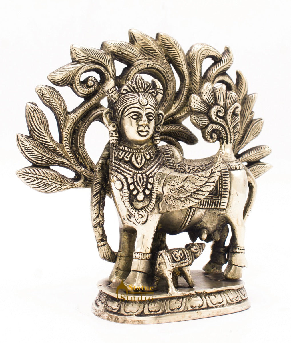 Indian Lucky Hindu Decor Kamdhenu Cow Sacred Idol Gifting Showpiece Item 7.5"