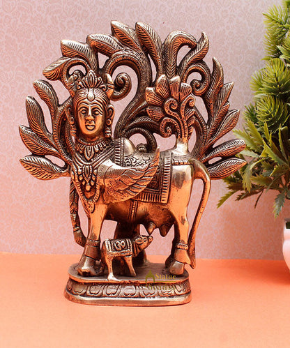 Indian Lucky Hindu Decor Kamdhenu Cow Sacred Idol Gifting Showpiece Item 7.5" by vendor-unknown - Spiritual (View 2)