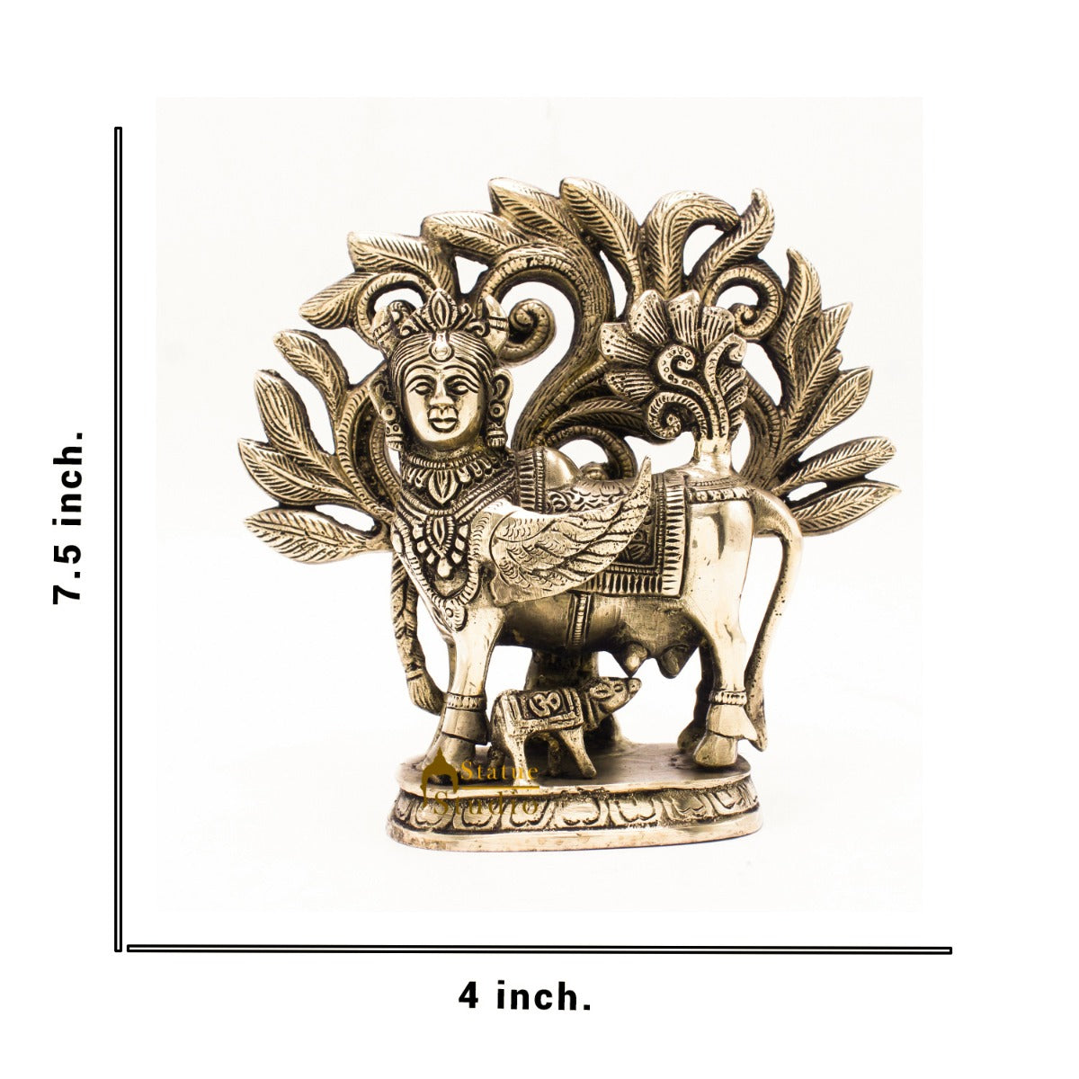 Indian Lucky Hindu Decor Kamdhenu Cow Sacred Idol Gifting Showpiece Item 7.5" - Image 6