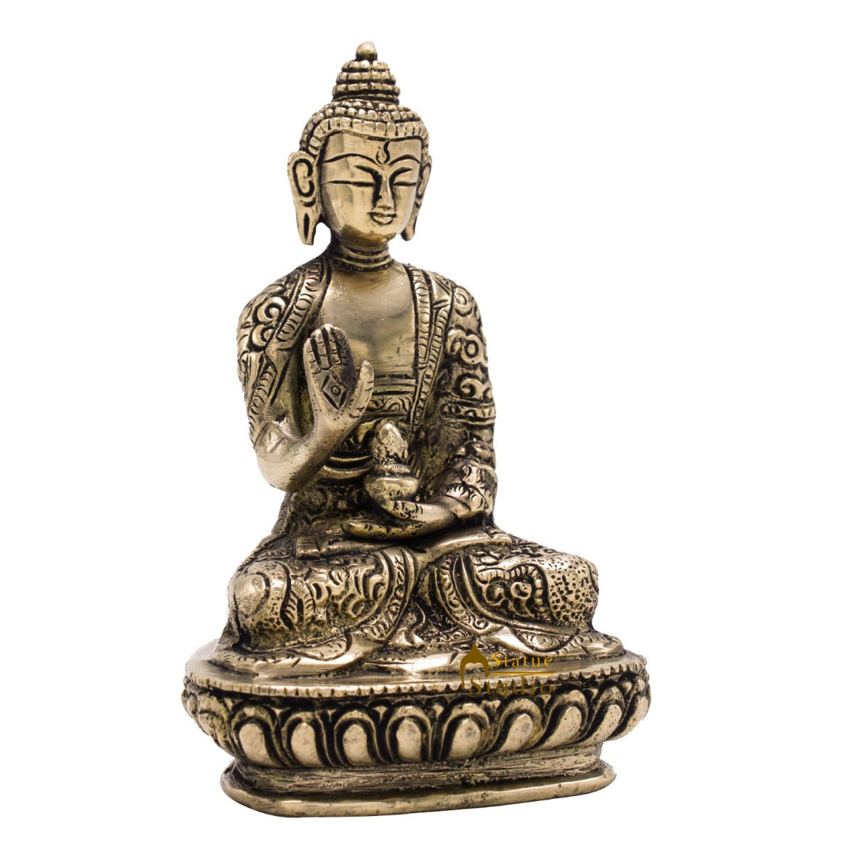 Brass Carved Buddha Idols For Home Office Desk Room Table Décor Statue 5.5"