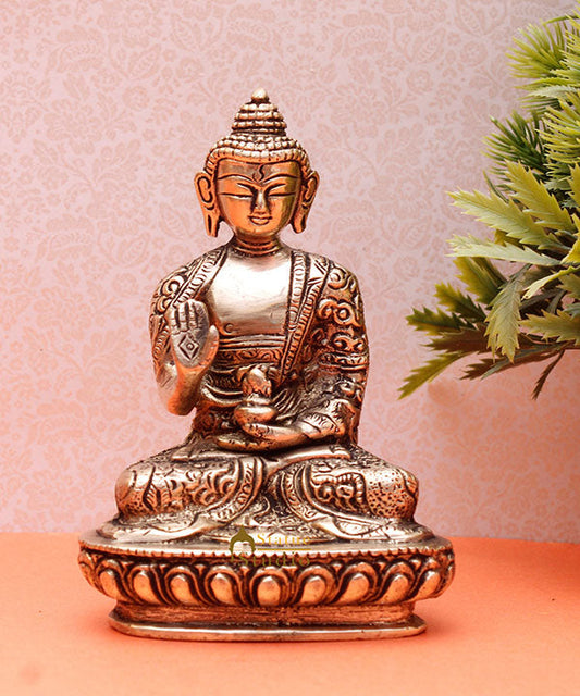 Brass Carved Buddha Idols For Home Office Desk Room Table Décor Statue 5.5"
